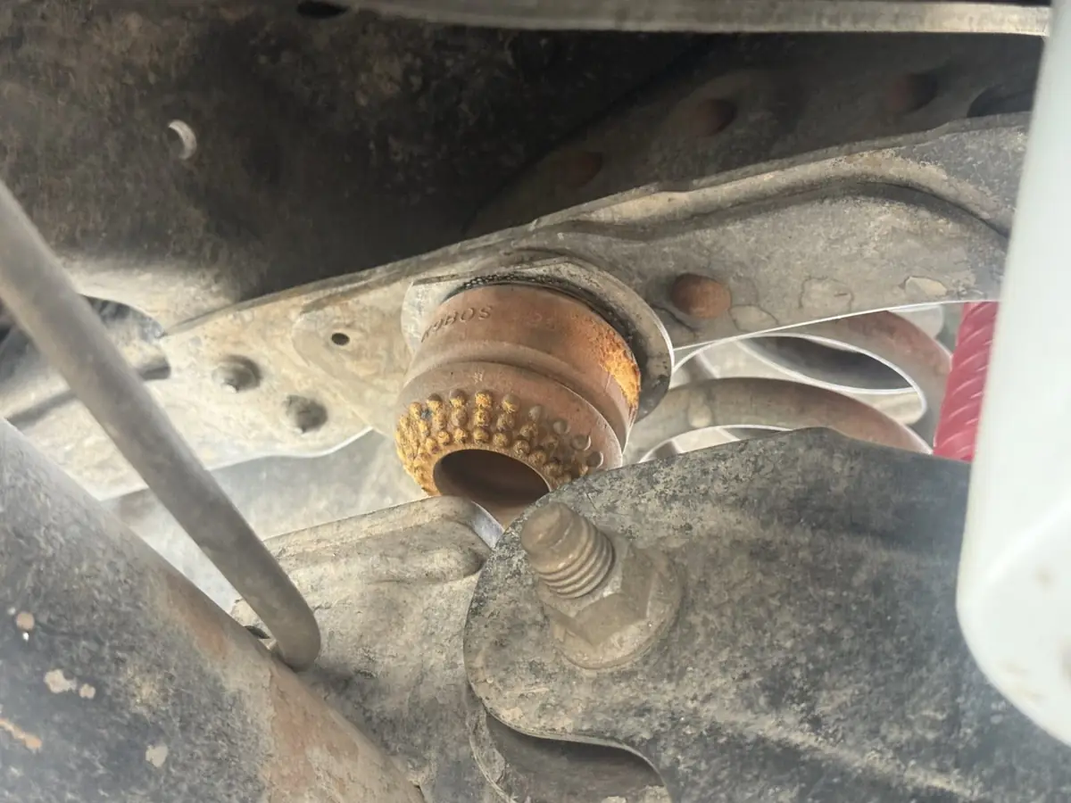 A corroded mount found on a car booked for something else.